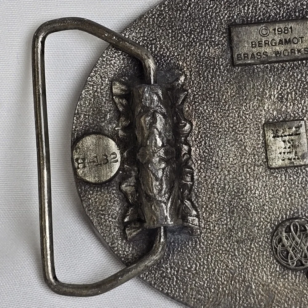 Belt Buckle - Proud To Be An American - 1981 H132 USA - Bergamot Brass Works